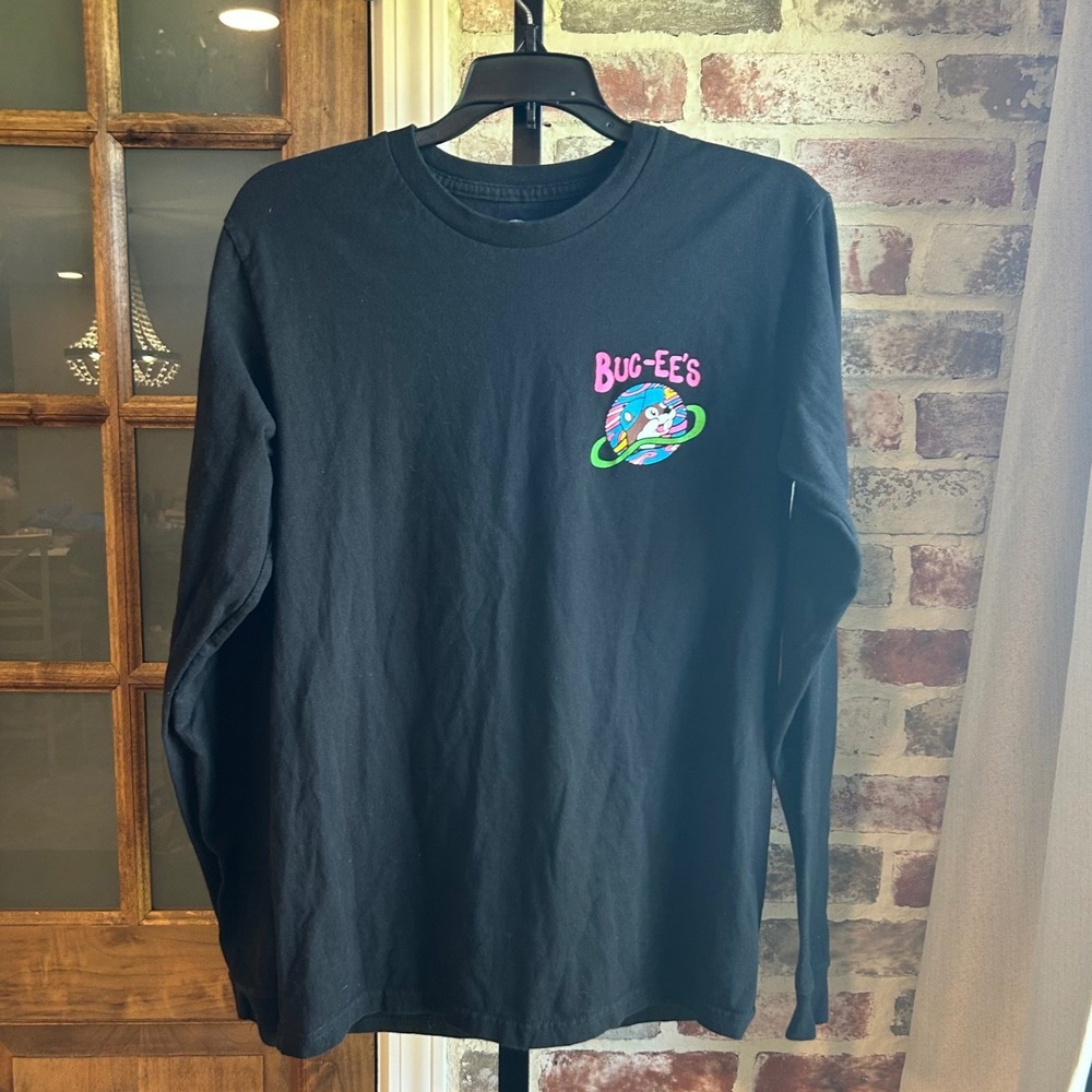 Buc-ee's Long Sleeve T-Shirt Mens Black Out of This World UFO Alien Space Small